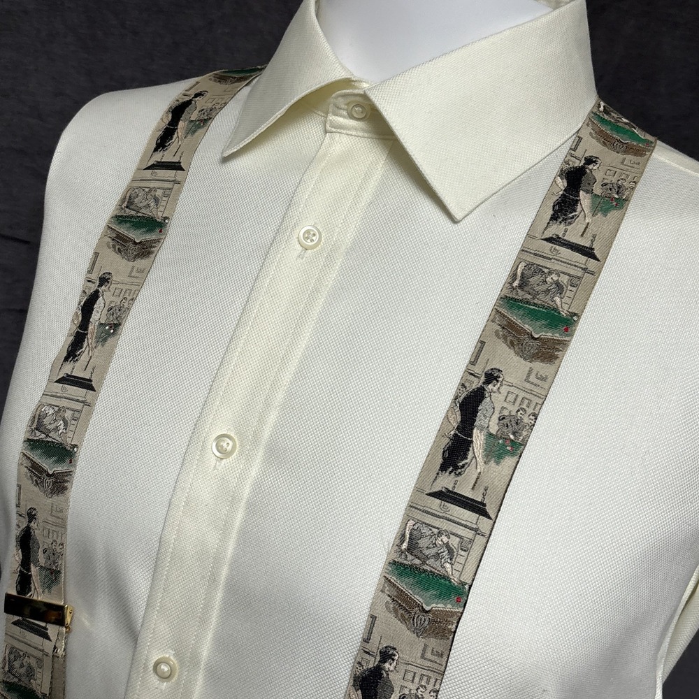 Trafalgar Suspenders Limited Edition Silk Snookers Billiards Pool Braces Vtg